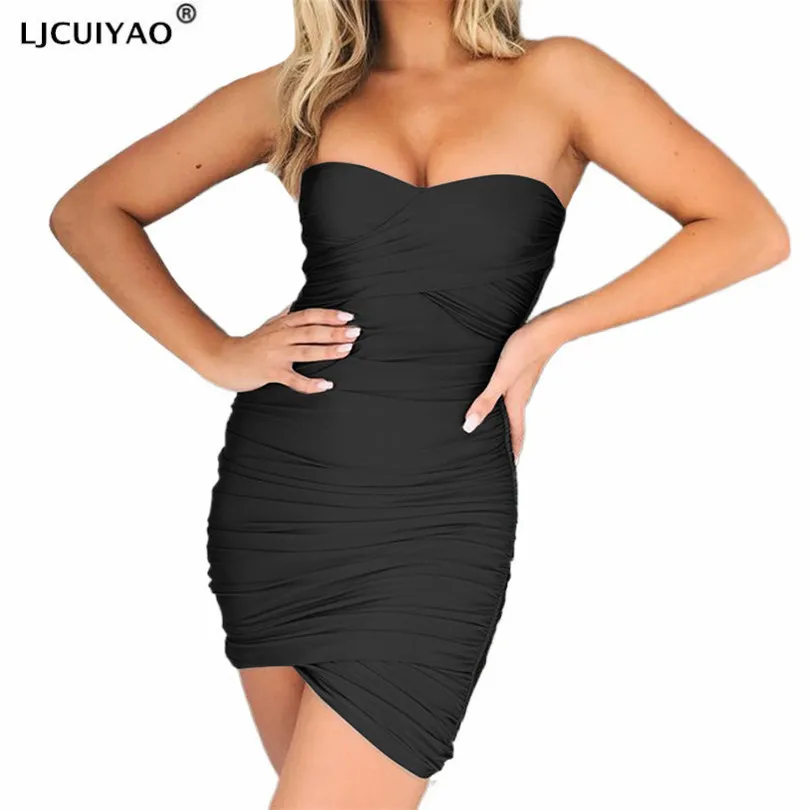 LJCUIYAO с низким вырезом на спине рюшами платье запахом для женщин без рукавов