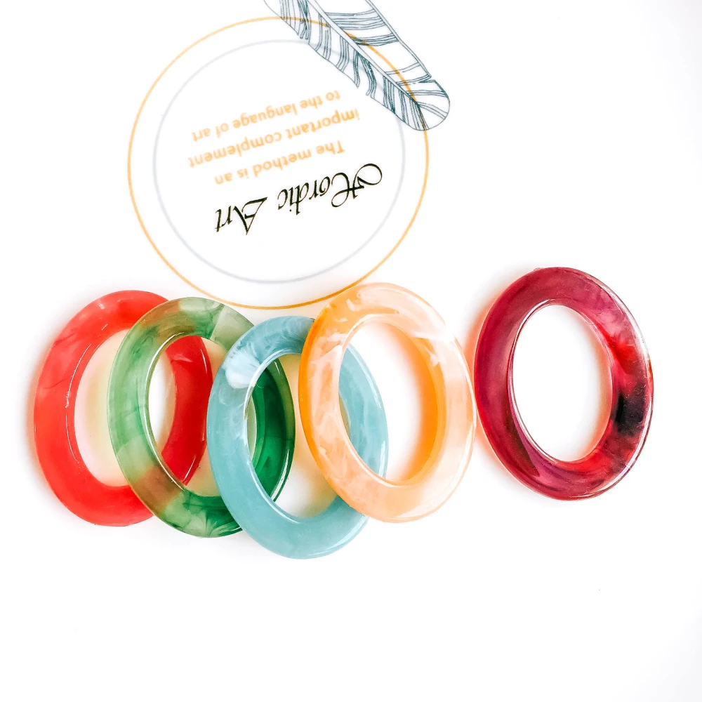 

ZEROUP Acrylic Oval Shape Pendant Accessories Ear Drop Mixed Colors Necklace Charms Jewelry Finding Diy Material 10pcs