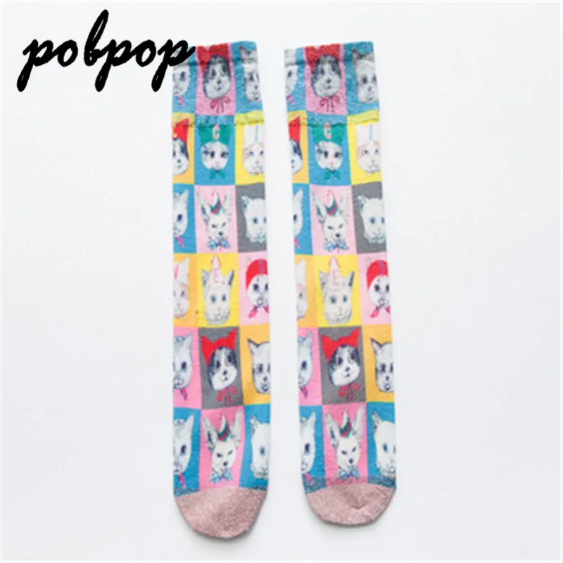 Теплые носки модные женские с 3D принтом забавные Необычные необычным рисунком