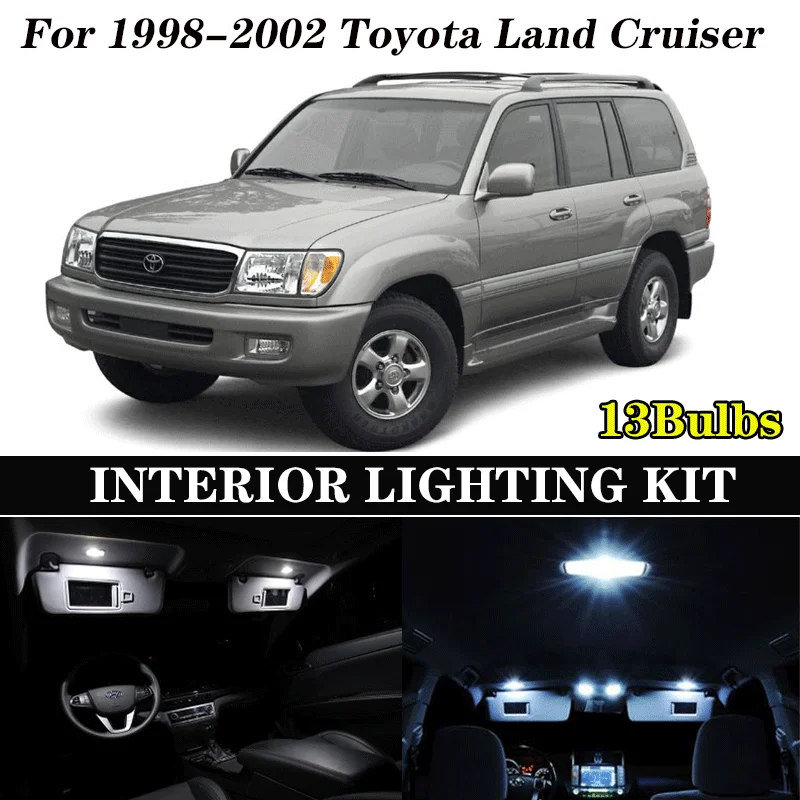 13 шт. белый светодиодный светильник для салона автомобиля 1998-2002 Toyota Land Cruiser Карта