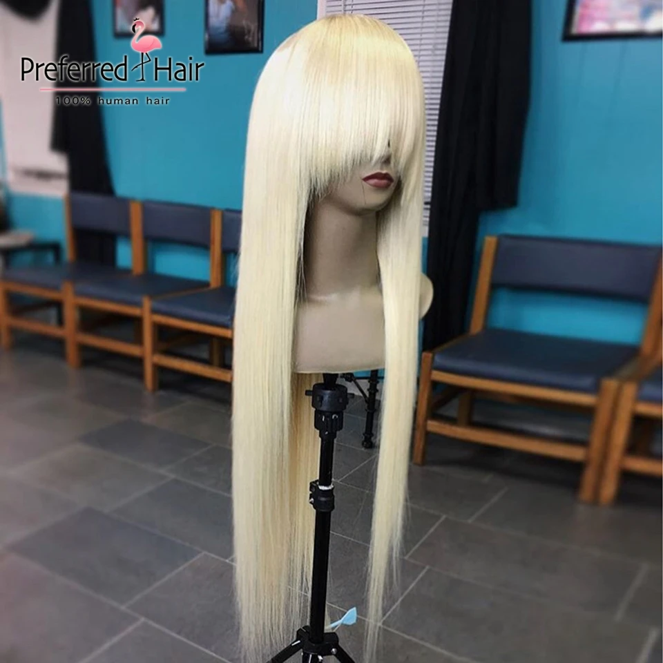 613 Wig Предпочтительный цвет красный, оранжевый, 13x6 Синтетические волосы на кружеве парики с челкой бразильский Реми прямые розовый парики из натуральных волос с Африканской структурой, прозрачные кружевные парики для Для женщин - Цвет: 613 Wig