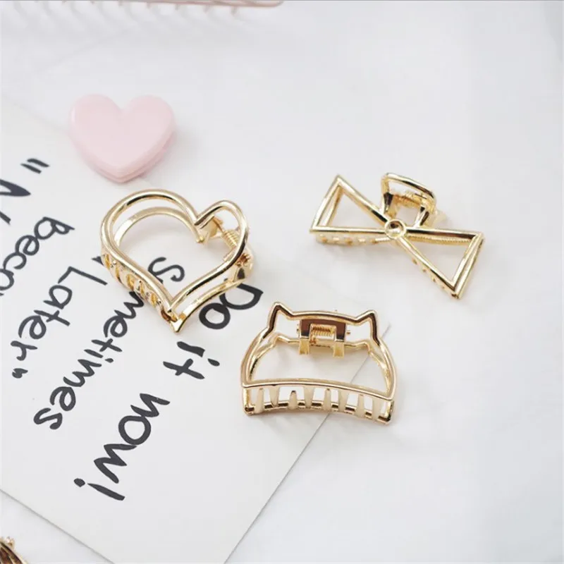 Новые модные женские золотые геометрические Простые полые заколки для волос из