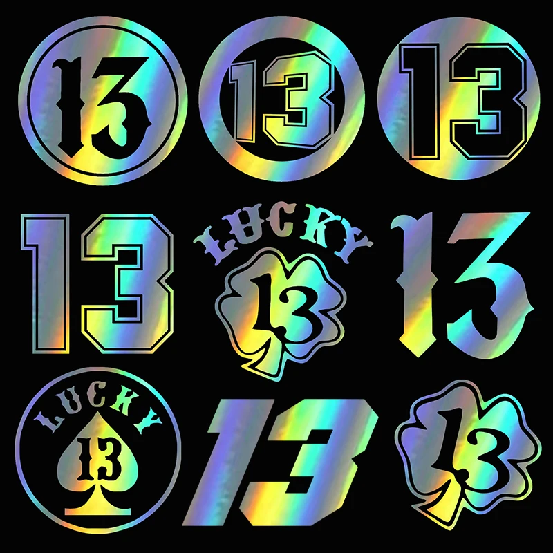 Виниловая наклейка DecalsMe Смешные в круге с номером 13 для гоночного автомобиля