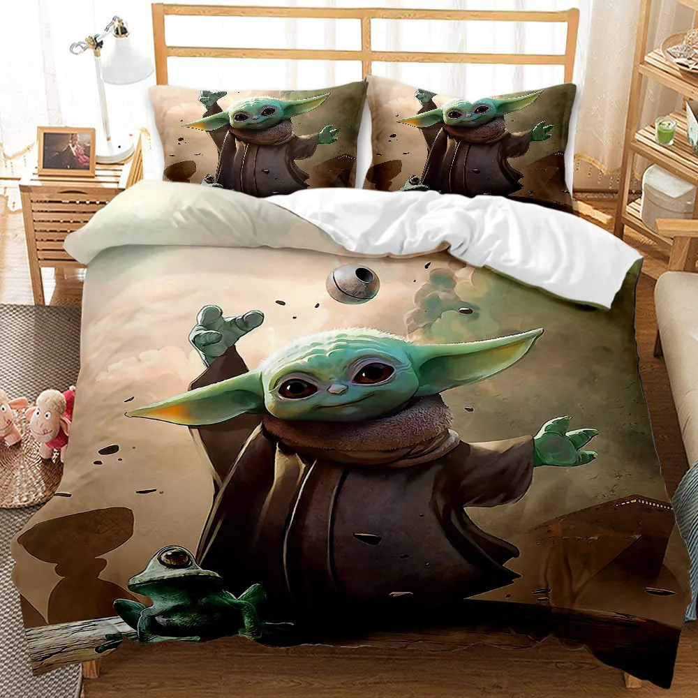 

Star Wars Yoda Baby Duvet Cover Set for Kids Adults 3d Quilt Bedding Set Bedclothes Home Textiles 3PCS King Size Bedding Set