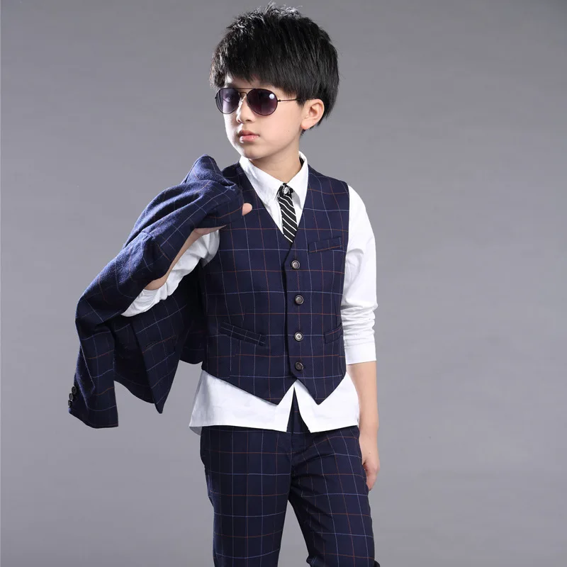 

Children Clothing Set Kids Formal Wedding Dress Suit School Uniform Sets Coat Waistcoat Vest Pants Kids Blazer Clothes For Boys