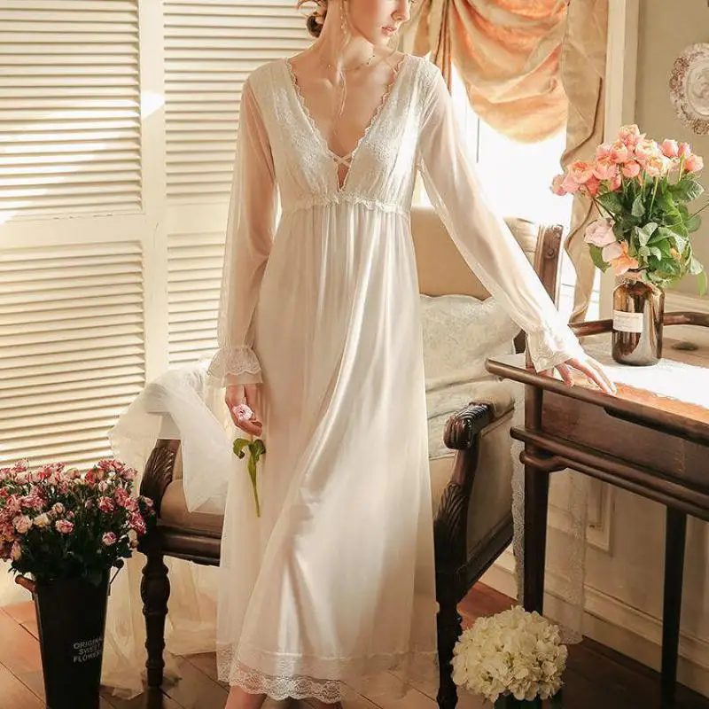 

Nightgown Loose Nightdress For Women Satin Sleepwear Intimate Lingerie Sexy Home Dressing Gown Soft Nightwear Kimono Robe Gown