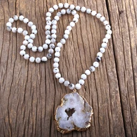 rh fashion bohemian tribal jewelry semi precious stone knotted natural druzy pendant necklaces