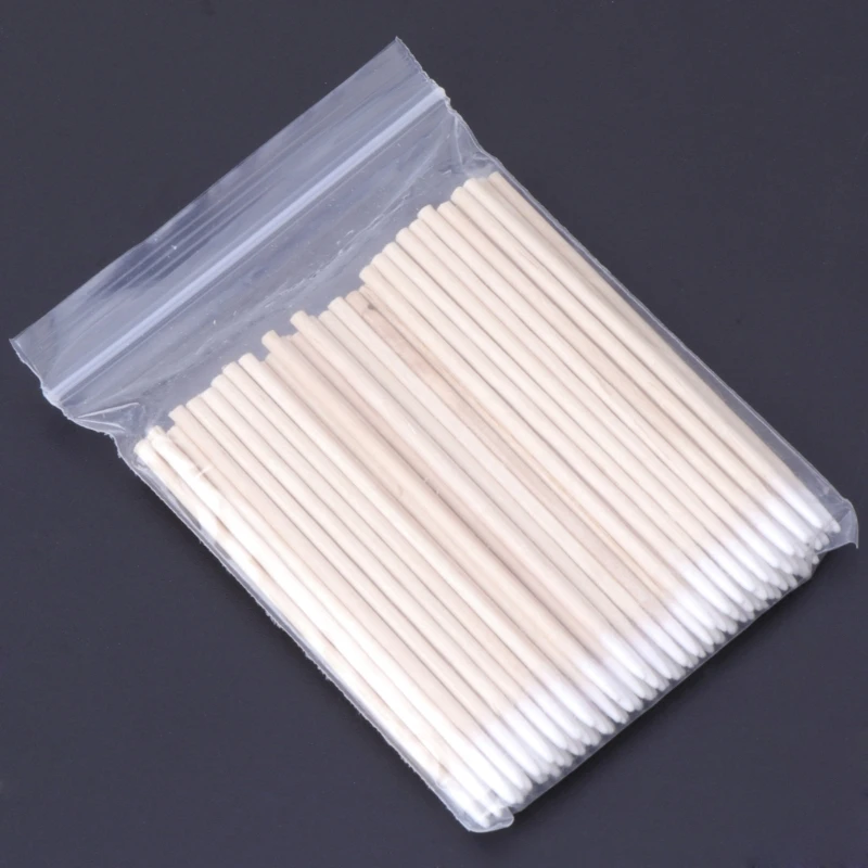 

F1FF 100Pcs Cotton Swabs Pointed Swab Applicator Makeup Wooden Sticks Applicator