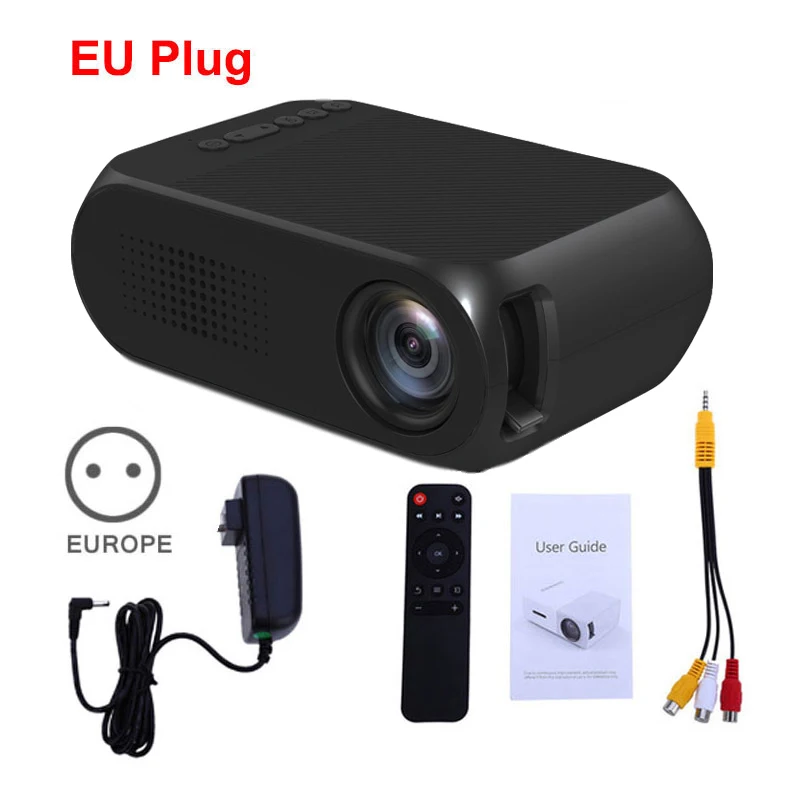 Black EU Plug YG320 мини-проектор YG300 обновление Portatil Светодиодный прожектор Аудио HDMI USB мини-проектор домашний кинотеатр медиаплеер - Цвет: Black EU Plug
