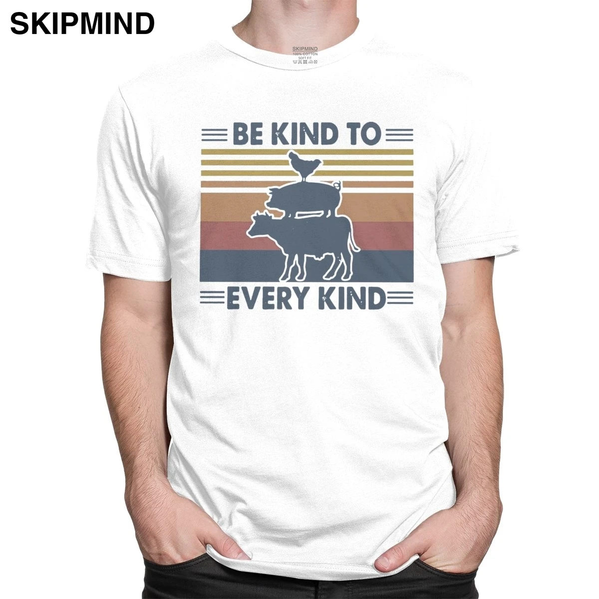 Модная быть добрым к любому человеку футболка с животным для мужчин коротким