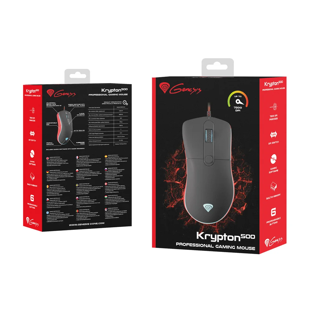 Игровая мышь GENESIS KRYPTON 500 7200 DPI OPTICAL WITH SOFTWARE гарантия быстрая доставка|Мыши| |