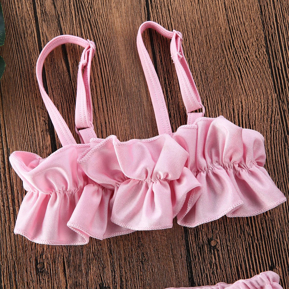 Розовое бикини с оборками для маленьких девочек комплекты Танкини летние