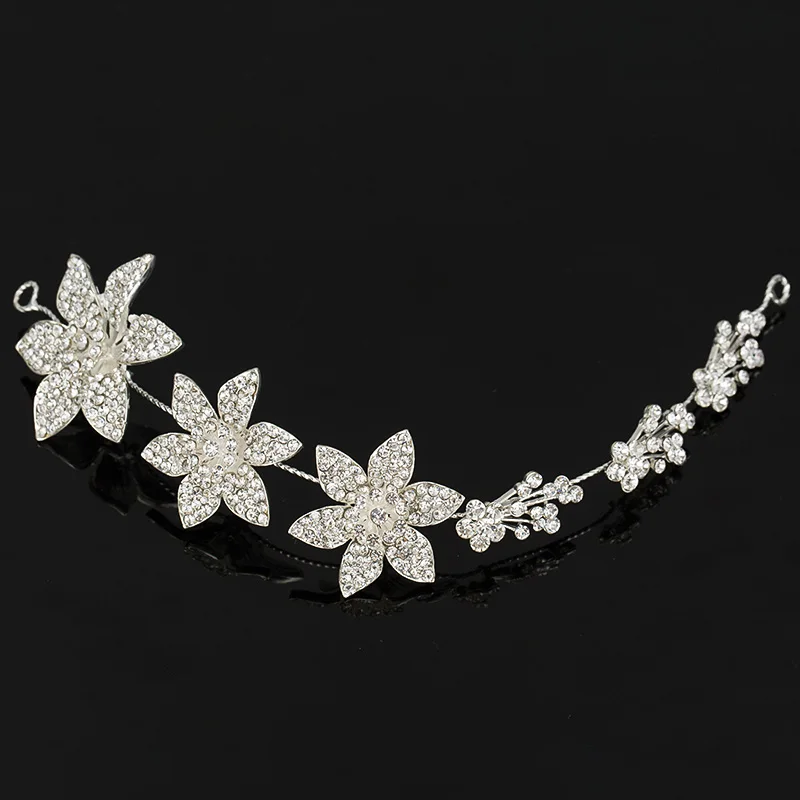 Свадебная Тиара для невесты Посеребренная тиара с цветами и кристаллами лозой