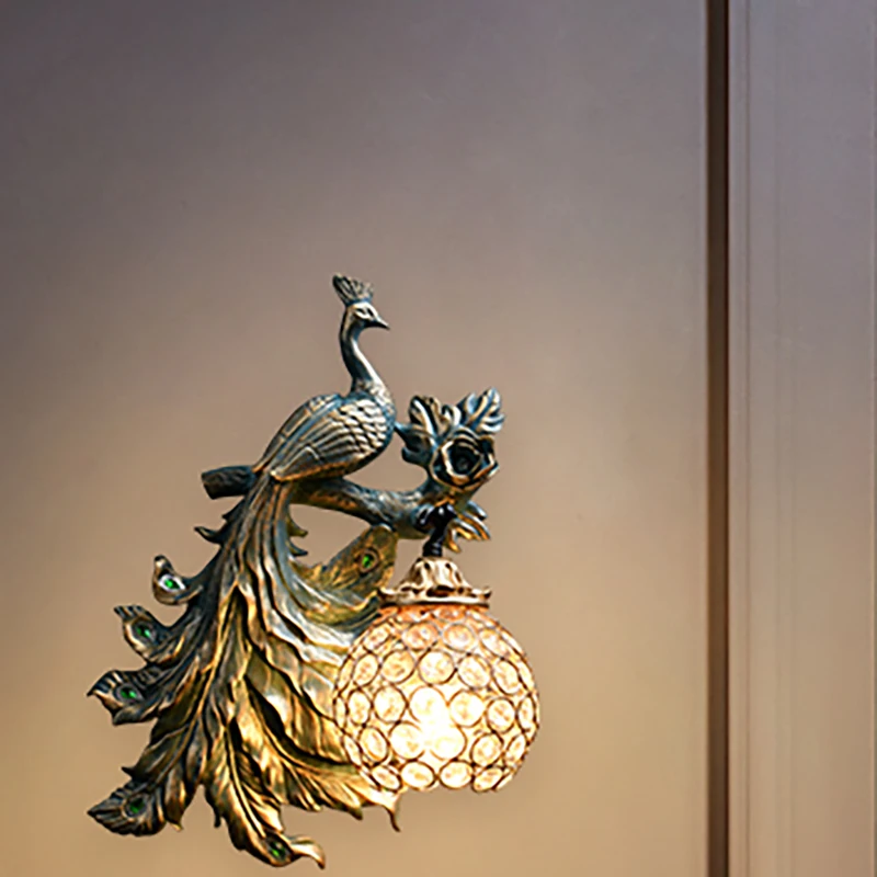 

Nordic LED Wall Lamp for Home Decoration,corridor Aisle Living Room Background Wall Light Peacock Creative Resin Decor Lighting