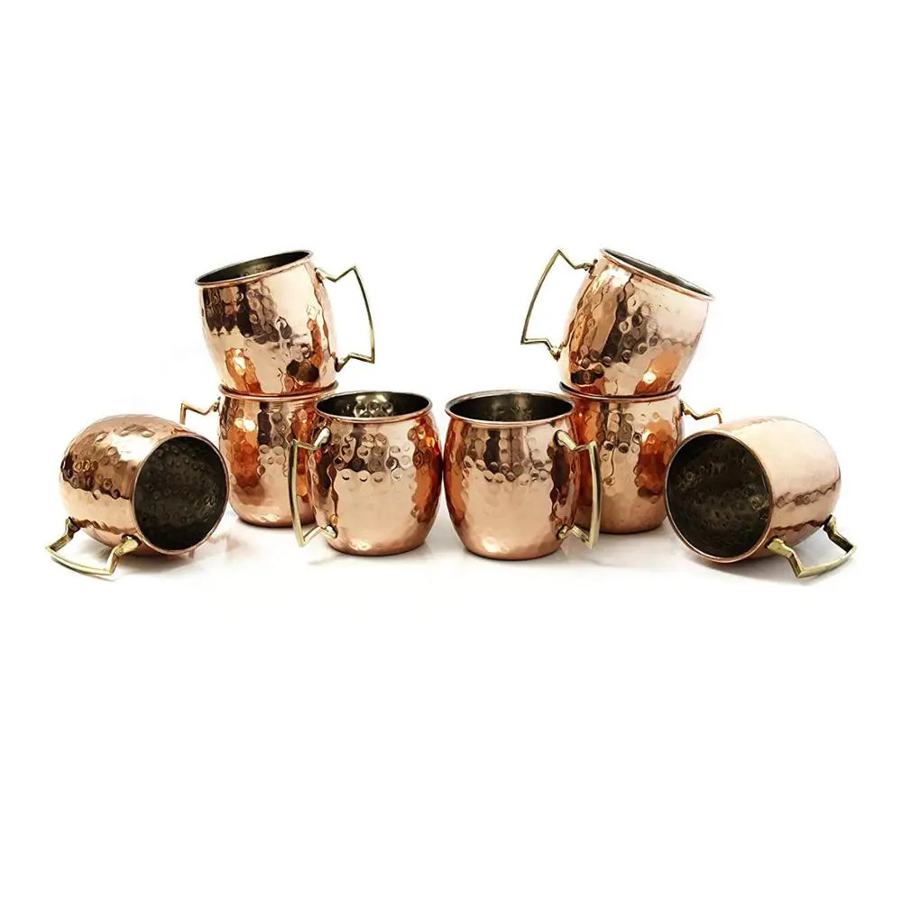 

Mini Hammered Moscow Mule Mug Espresso Mugs Shot Glasses: Cute 2oz Mugs for Mini Bar | Set of 4 -Copper Plated