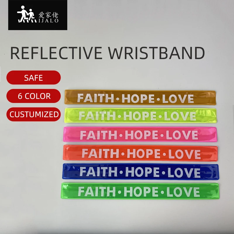 Светоотражающий браслет FAITH HOPE LOVE на запястье 30 см для бега езды