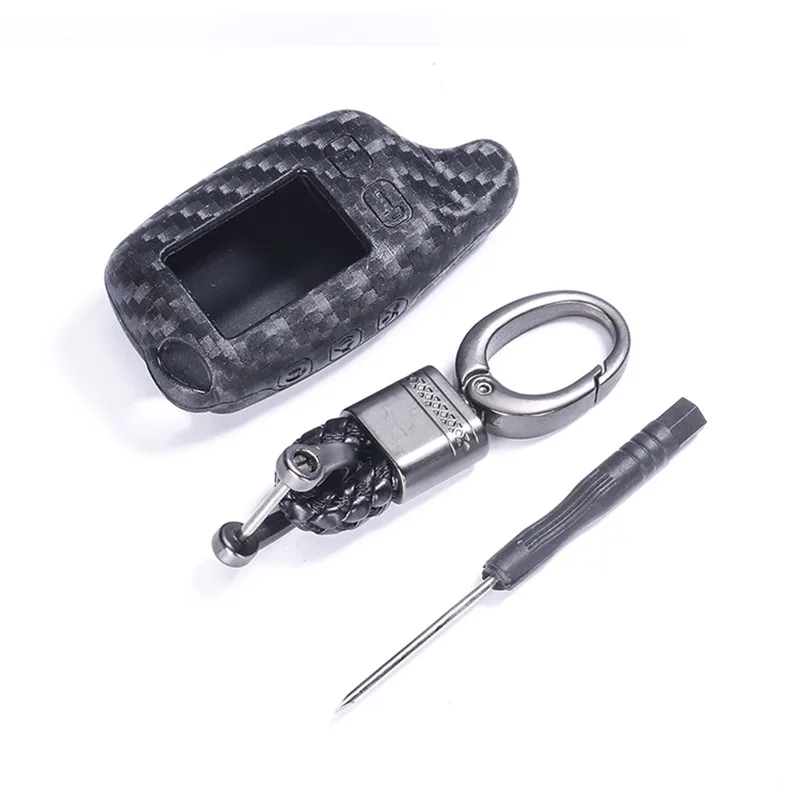 

Carbon TW9010 Silicone Key Case For Tomahawk TW 9030 9010 9020 Two Way Car Alarm System LCD Remote Control Keychain Transmitter