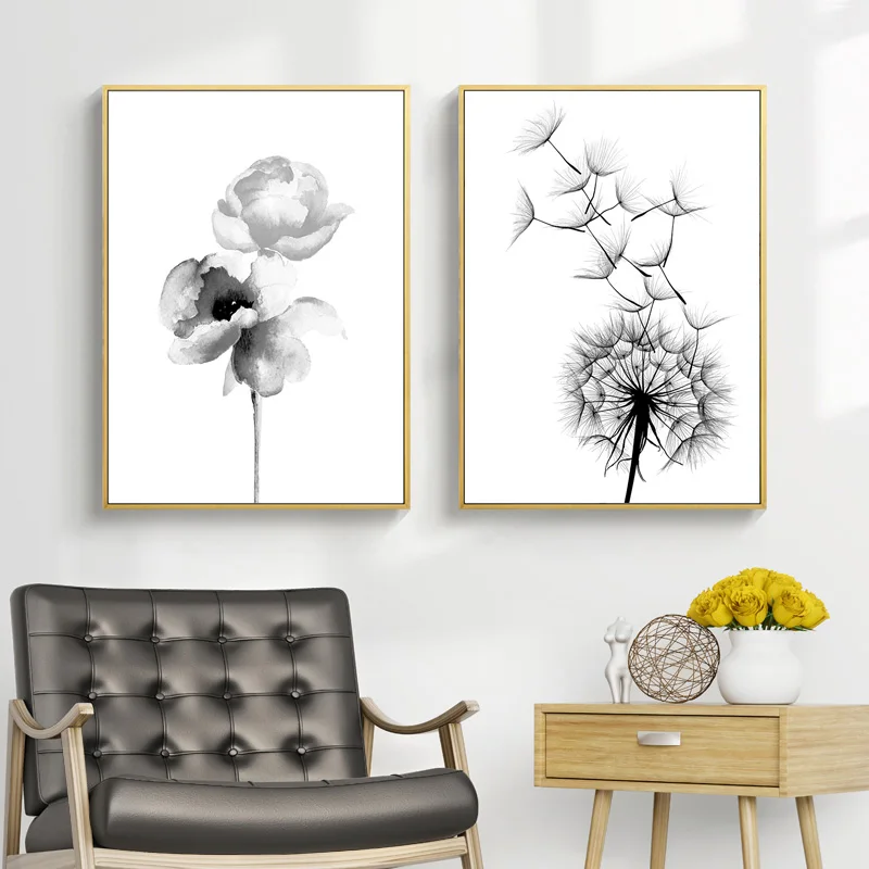 Перо скандинавский плакат черный и белый домашний декор абстрактная