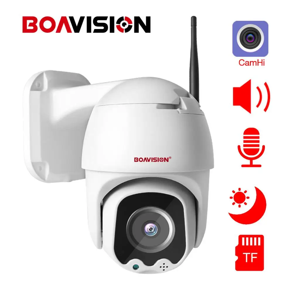 1080P Wi-Fi Беспроводной мини POE IP PTZ IP Камера Скорость купол палатки открытый функции панорамирования, наклона и Камера 2 Двусторонняя аудиосвязь, TF карта, IR, возможностью погружения на глубину до 30 м ip-камера видеонаблюдения