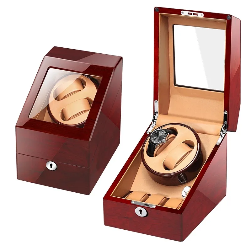 

Newly Upgraded Wood Watch Winder Box 2+3 Slots Brown Auto Motor Mechanical Watches Case Storage Holder 2022 Dropshipping