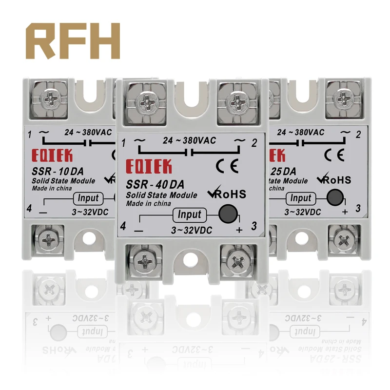 Однофазное твердотельное реле SSR 10DA/25DA/ 40DA переменного тока в белом корпусе без