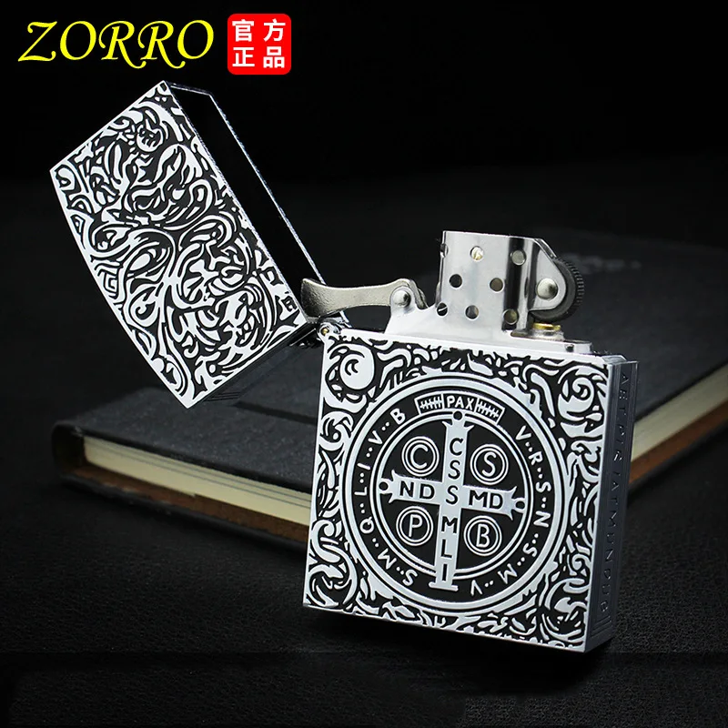 

Chinese brand high quality Zorro kerosene version windproof brass wheel classic men's lighter