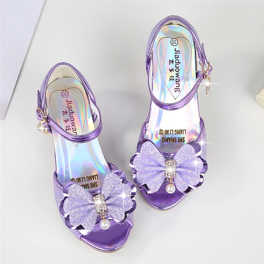 Детская обувь Обувь для девочек на высоком каблуке с украшением из жемчуга и