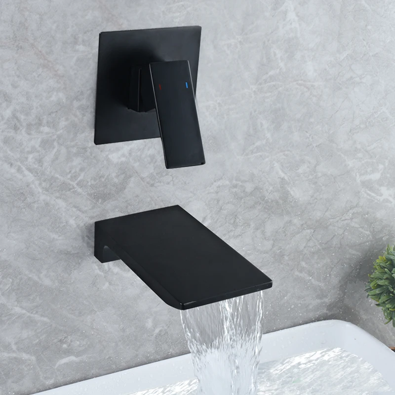 

Brass Black Waterfall Basin Tap Chrome Waterfall Bathtub Sink Faucet Single Handle Bathroom Cold And Hot Mixer Tap Faucet