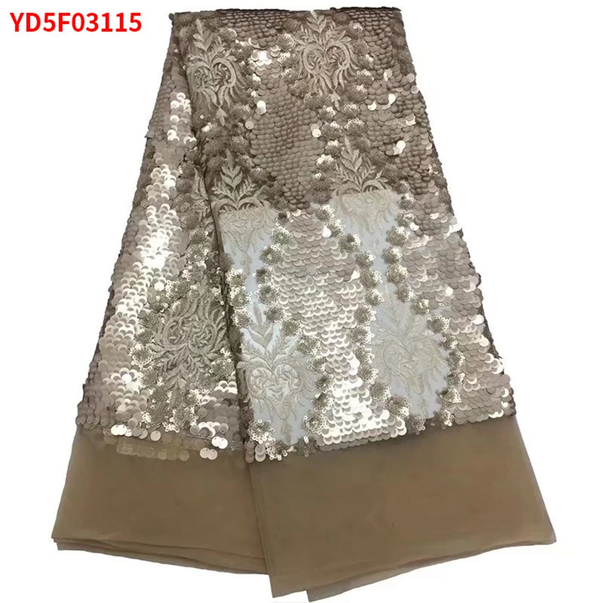 

African scales Sequin Lace Fabric French net fabric tulle lace wedding/party dress YD5F03115