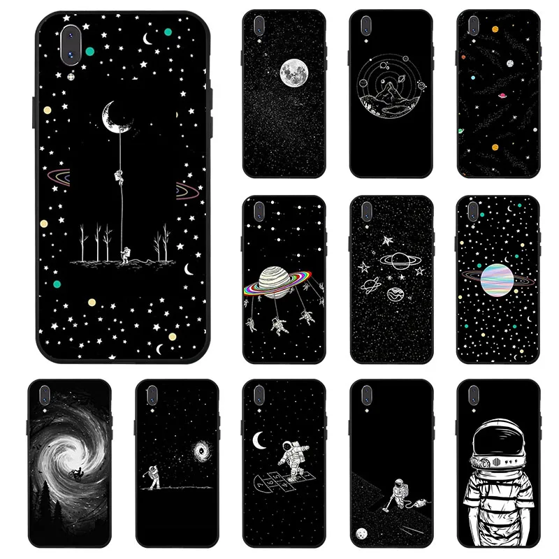Astronaut Black TPU Case For Vivo V7 Y53 Y66 Y22 Y83 Y69 Y55 Funda X7 X9 X20 X27 Pro Plus V11i X21 Silicone Back Cover |