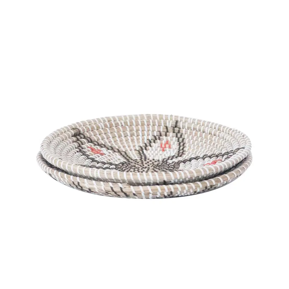 

2pcs Boho Home Decor Trays Handmade Hanging Wall Basket Decor Round Woven Basket ,for Bedroom,Kitchen,Living Room