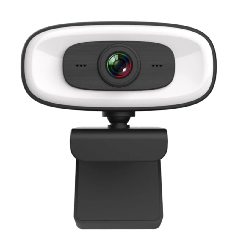 

2K Webcam with Microphone USB Free Drive Autofocus Computer Camera w/3 Gear Fill Light for Laptop Desktop 360 Rotation