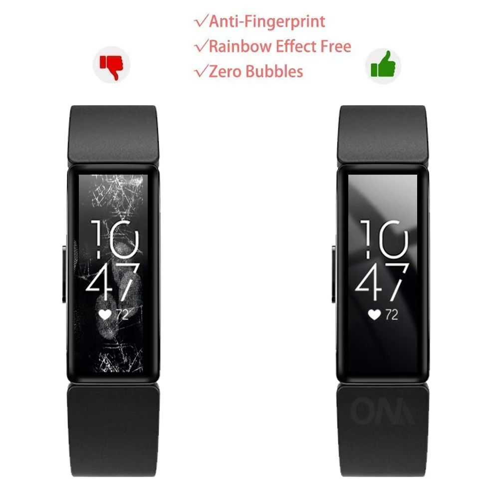

10 Pcs Curved Edge Full Coverage Soft Clear Protective Film Cover For Fitbit Inspire / HR / 2 Screen Protector Guard (Not Glass
