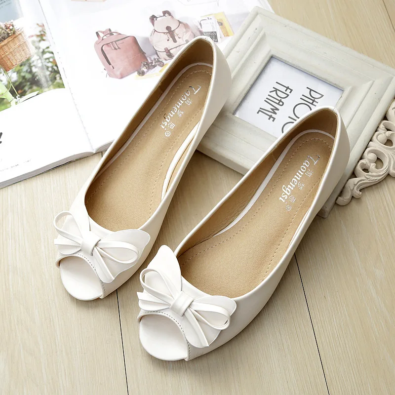 Женские туфли с бантиком удобные нескользящие мягкой подошвой повседневные на