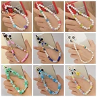 Автоклав цепочка на запястье для телефона держатель летние пляжные цепочки на телефон рисунок улыбка, буквы, браслет для женщин, расшиты разноцветными бусинами и ремешок ювелирные изделия