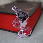 Красная роза Ворон вино брошь NMNF Ворон эмалевая булавка 