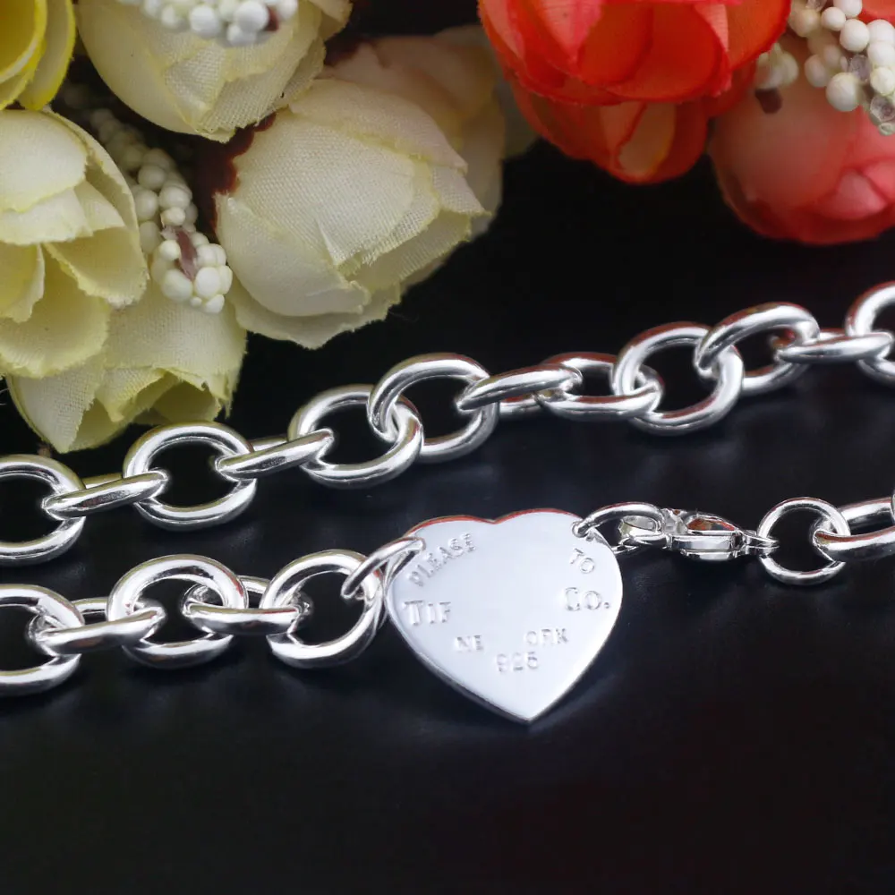 

AYBS Real 925 Silver Necklaces High Quality TIF Original1:1LOGO "Classic Thick Return to Heart" Necklaces Women