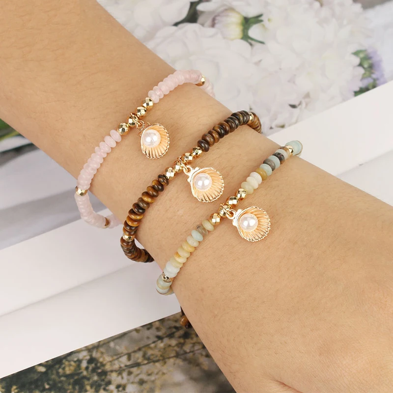 

Браслет из бисера чакры оболочка золотого цвета, браслеты для женщин, имитация жемчуга, браслет с подвесками