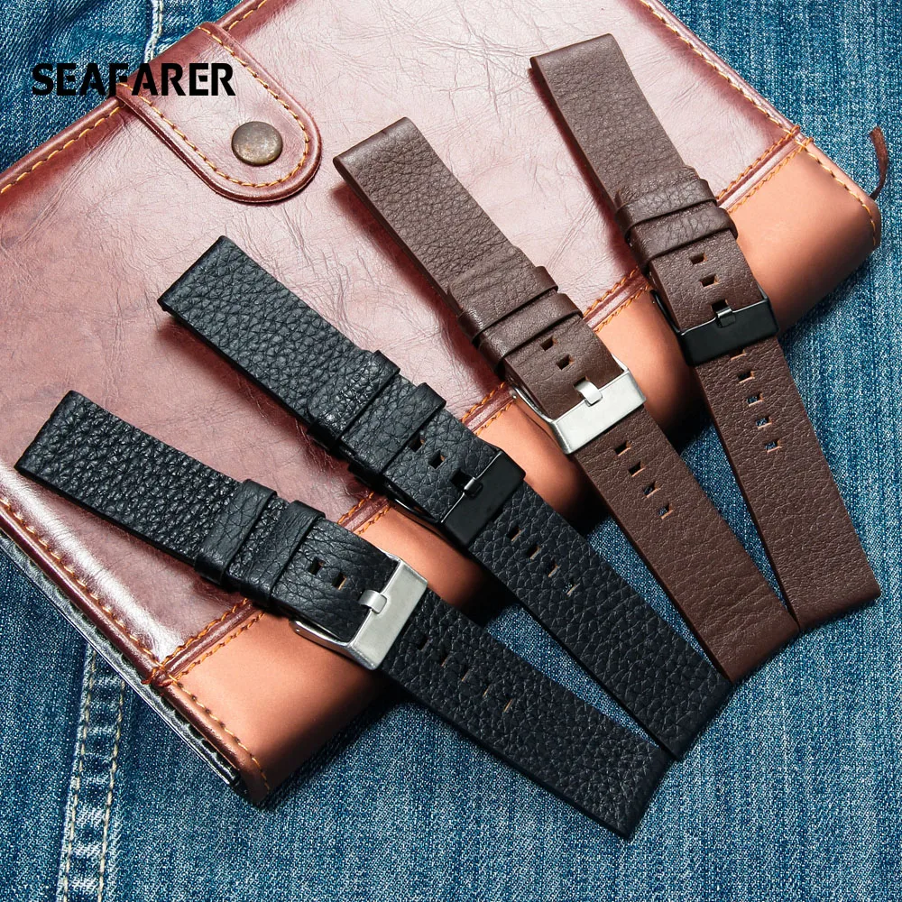 

Genuine leather strap watchband 22 24 26 28 30mm Litchi grain for diesel DZ4386 1657 1399 1206 4323 7415 Watch band