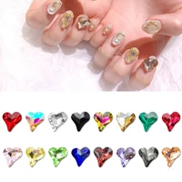 nail art rhinestone pointed bottom crooked heart classic crystal glass modeling 8mm 3d fingernail diy decoration