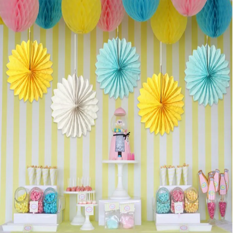 16 ''(40 см) бумажный веер цветок Модный Красочный ручной работы висящий детский