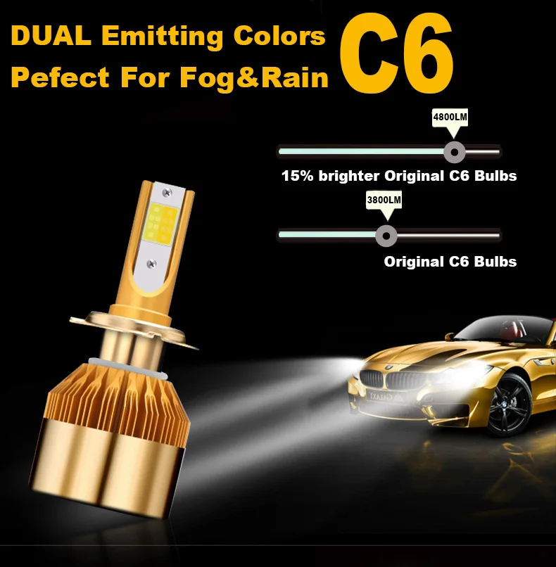 TF30 2 шт./лот светодиодные фары двойной лампы золото Conversion Kit свет 72W для 8000LM H1 H3 H4 H7