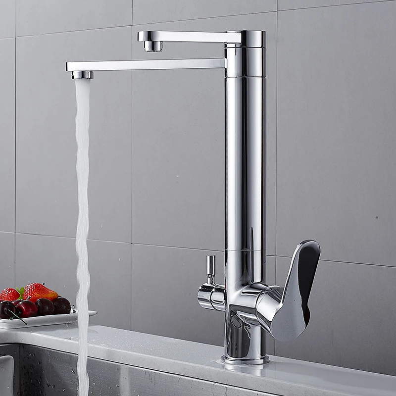 

Kitchen Filtered Faucet Copper Sink Tap Water Purifier Faucet Dual Sprayer Drinking Water Tap Swivel Spout Cold New Mixer Tap