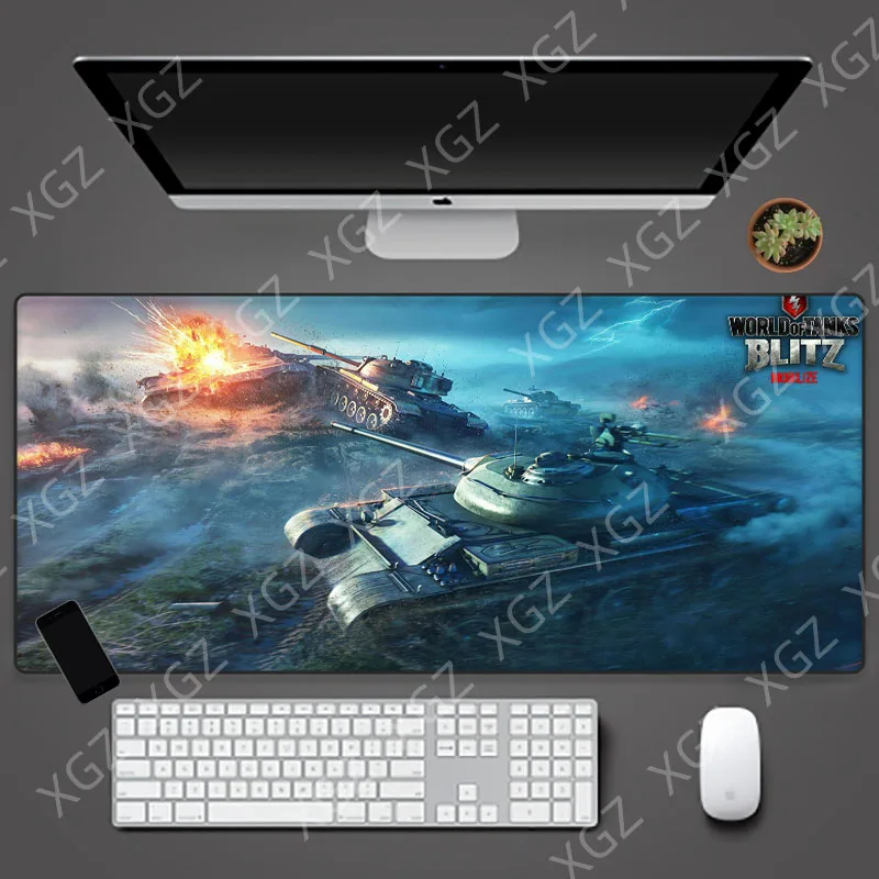 Большой коврик для мыши XGZ XL 900x400X3 World of Tanks, нескользящий коврик для мыши в стиле аниме, игровой большой коврик для мыши, коврик для клавиатуры...