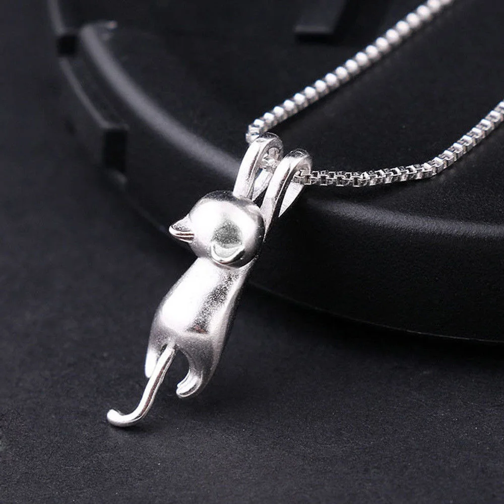 Ожерелье с подвеской в виде кошки для женщин и девушек модное полированное