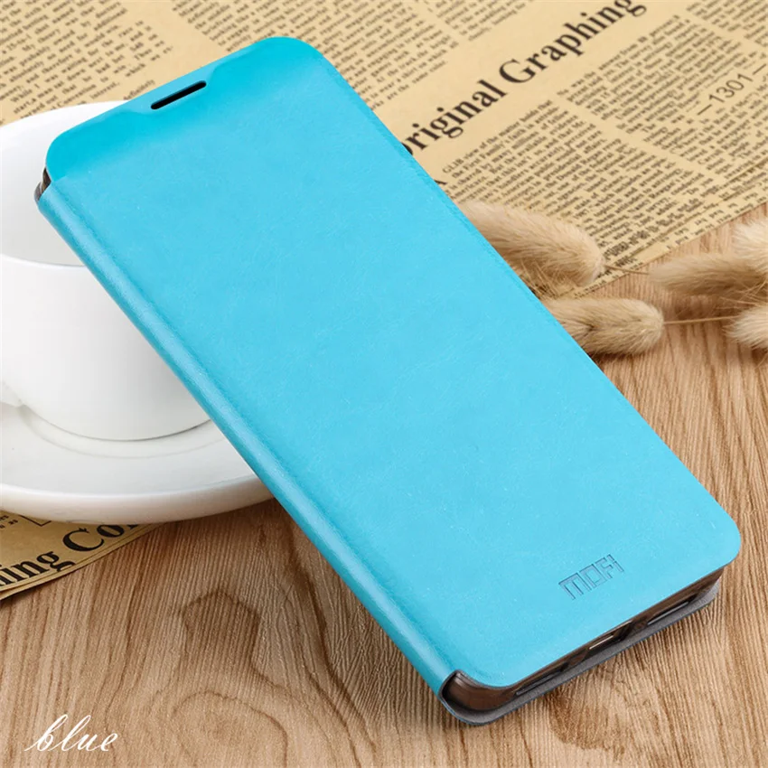 Новинка для Xiaomi Redmi Note 8 чехол Mofi флип чехол для Xiaomi Redmi Note 8 высококачественный кошелек кожаный чехол-подставка - Цвет: Небесно-голубой