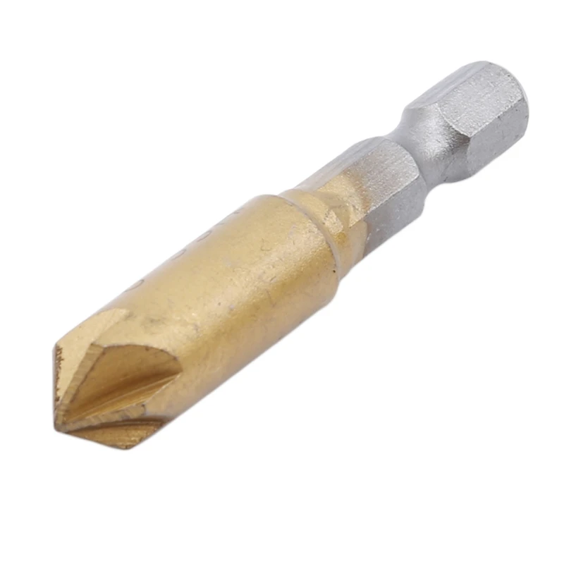6PCS Gold 90 Degree Hexagon Shank Five-edge Chamfering Machine Tool Knife Woodworking Hole Opener High-speed Steel | Инструменты