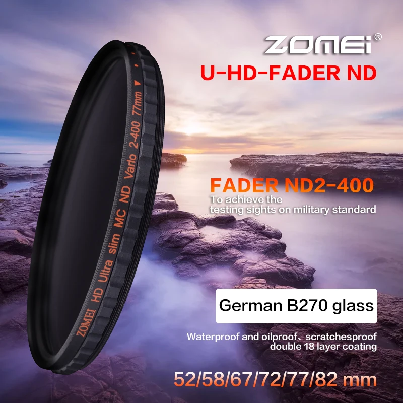 ZOMEI HD тонкий регулируемый фейдер ND2 400 фильтр нейтральной плотности ND Оптическое