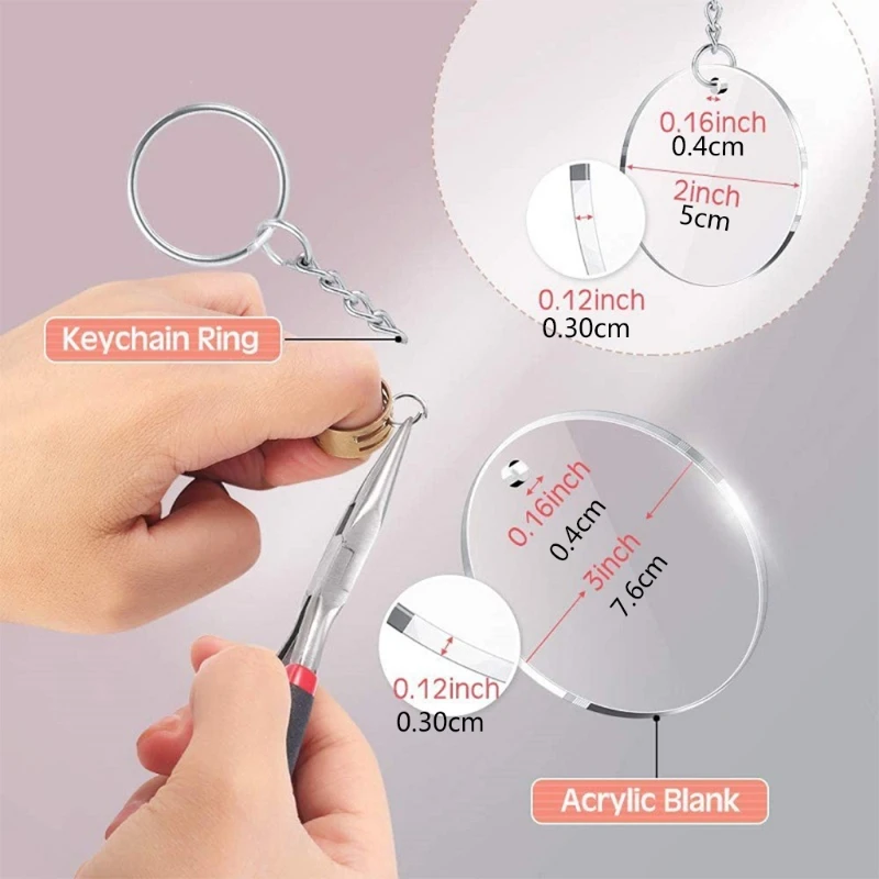 

1 Set Colorful Tassel Pendants Acrylic Keychain Blanks Transparent Round Discs Clear Circles for DIY Crafts Jewelry