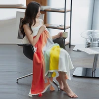2022 brand bohemian rainbow tassel throw blanket pure cotton home decorative wearable sofa children adult color plaid blankets